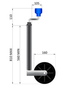 34mm Trailer Jockey Wheel Drawing