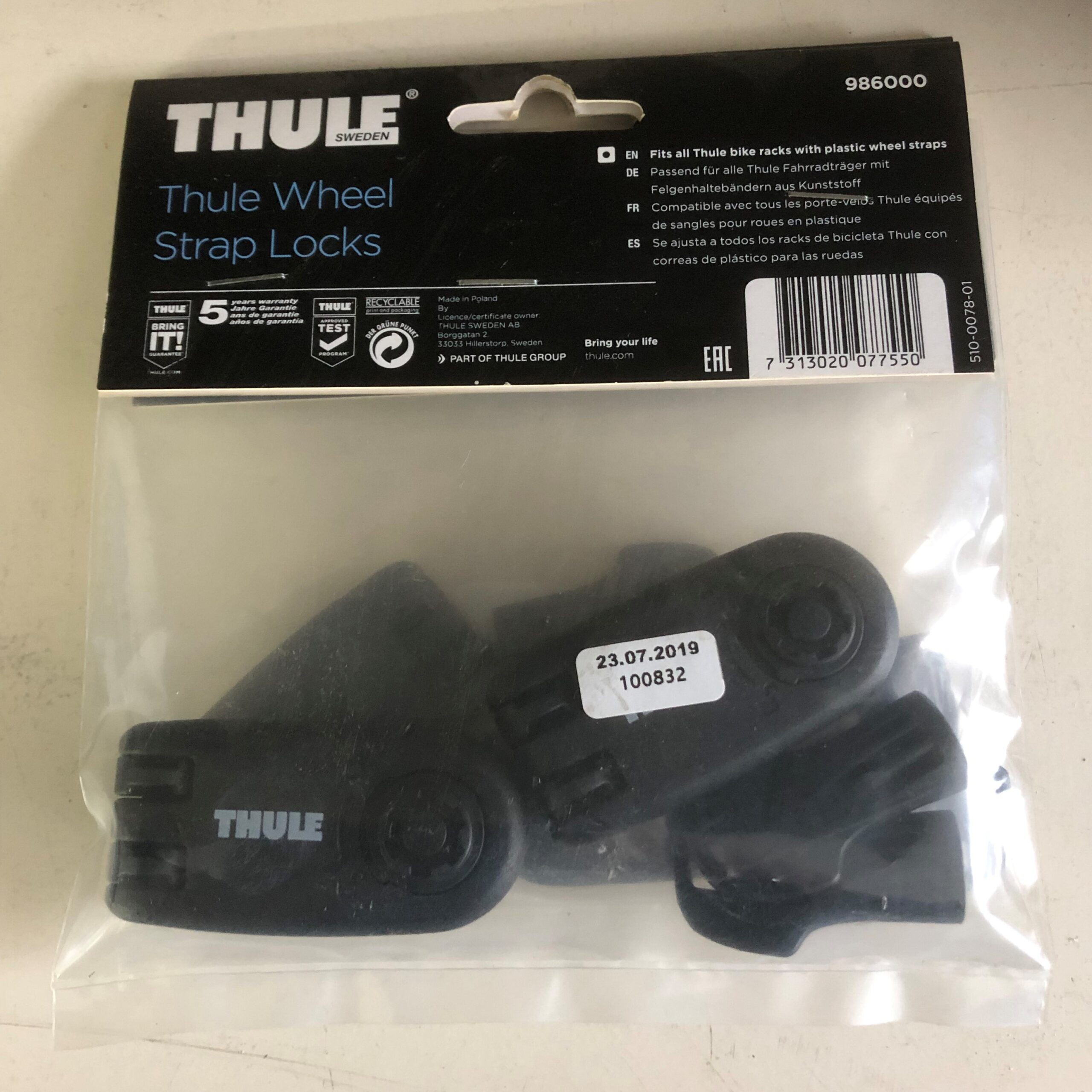 THULE WHEEL STRAP LOCKS FOR CYCLE CARRIER FOR ALL THULE PLASTIC WHEEL STRAPS 986 