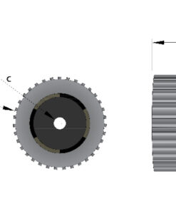 Blue Ribbed Wobble Roller 26.5mm Bore MP1714 Drawing